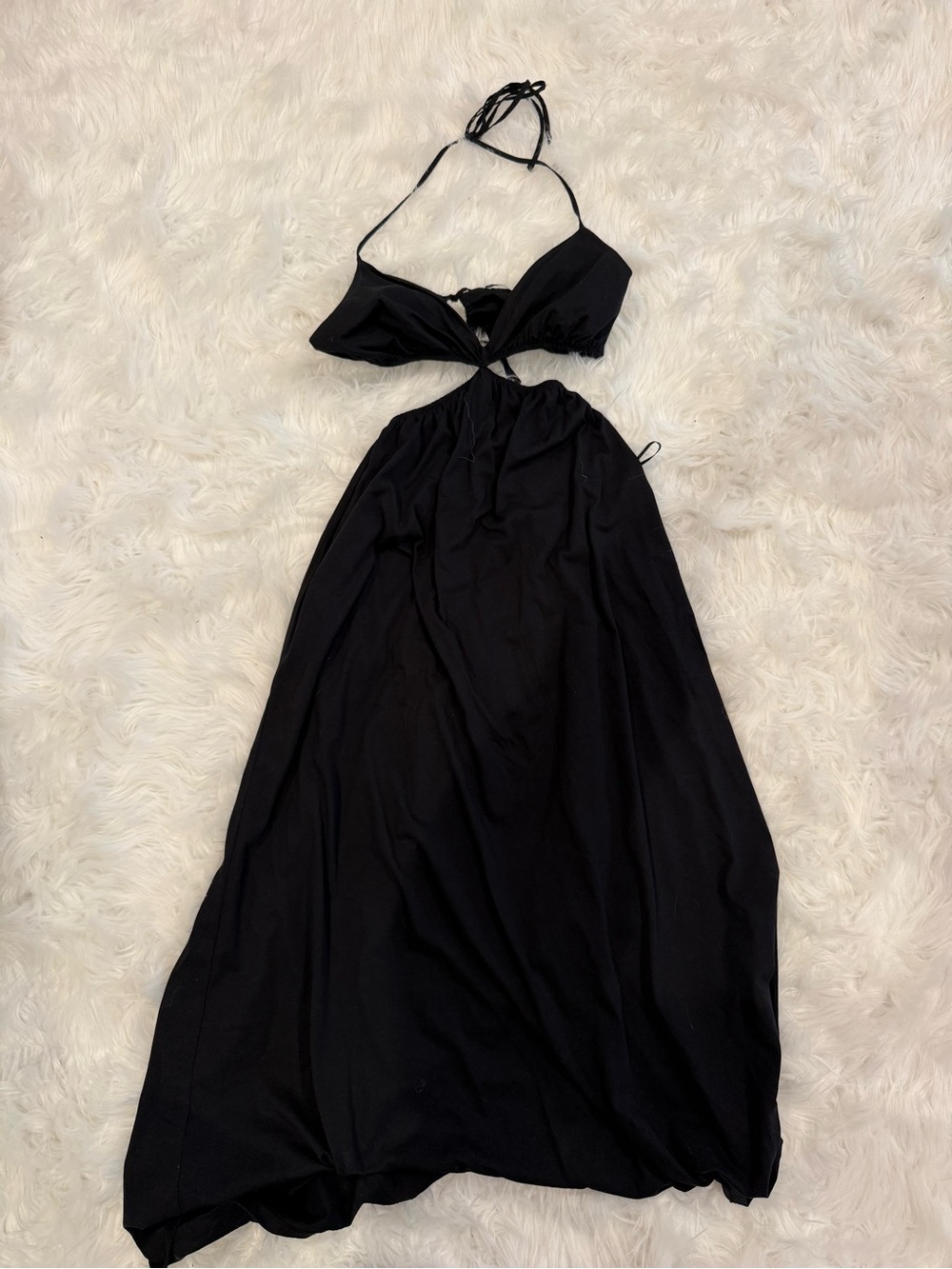 Zara Black Halter Cutout Maxi Dress